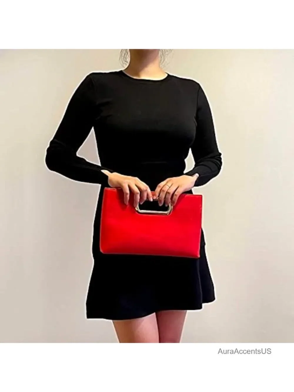 Faux Suede Top Handle Clutch with Detachable Chain Strap